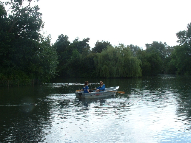 Two girls,a lake and a row boat.JPG